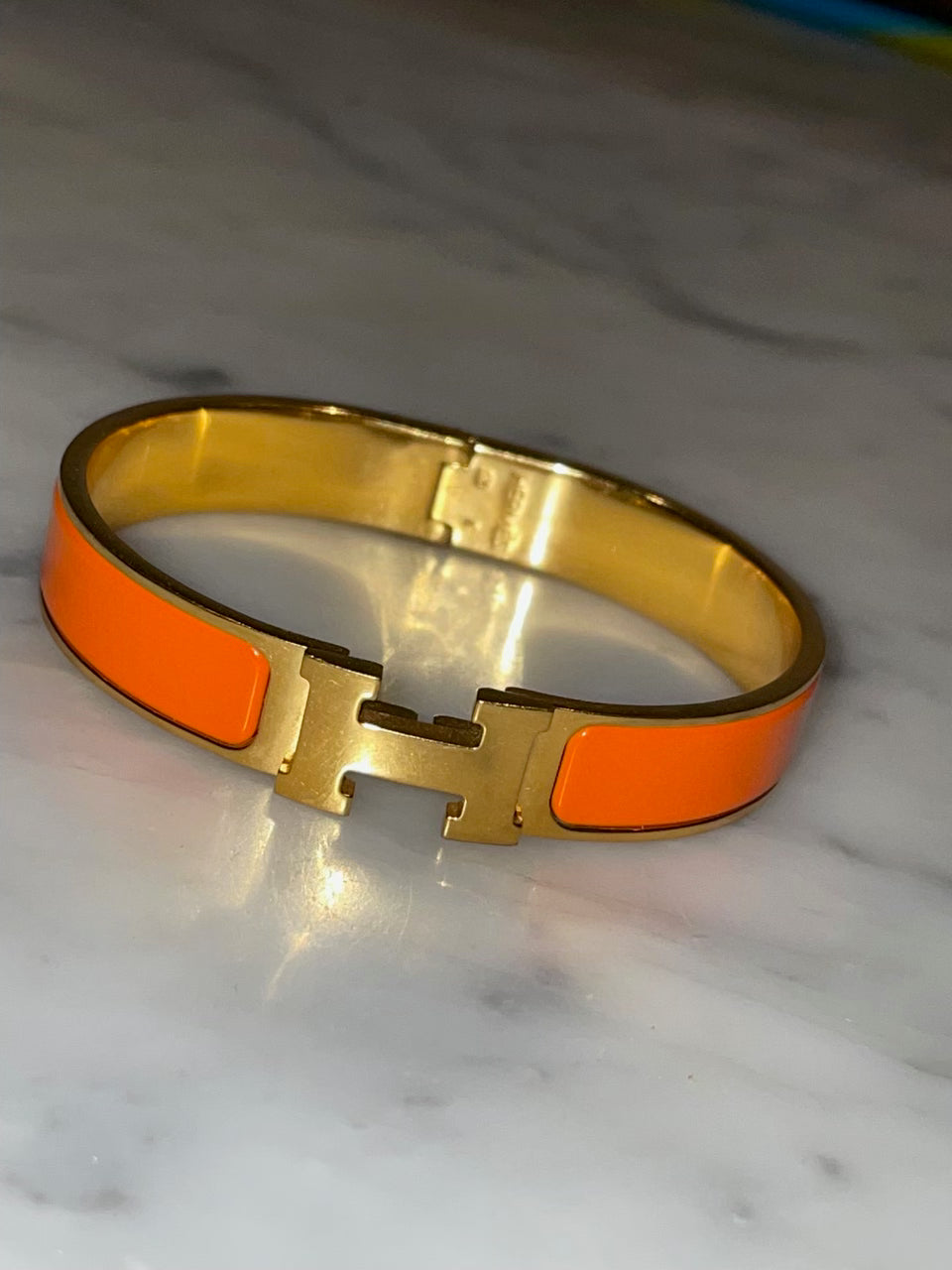 Hermés - Clic H Armbånd - orange & guld