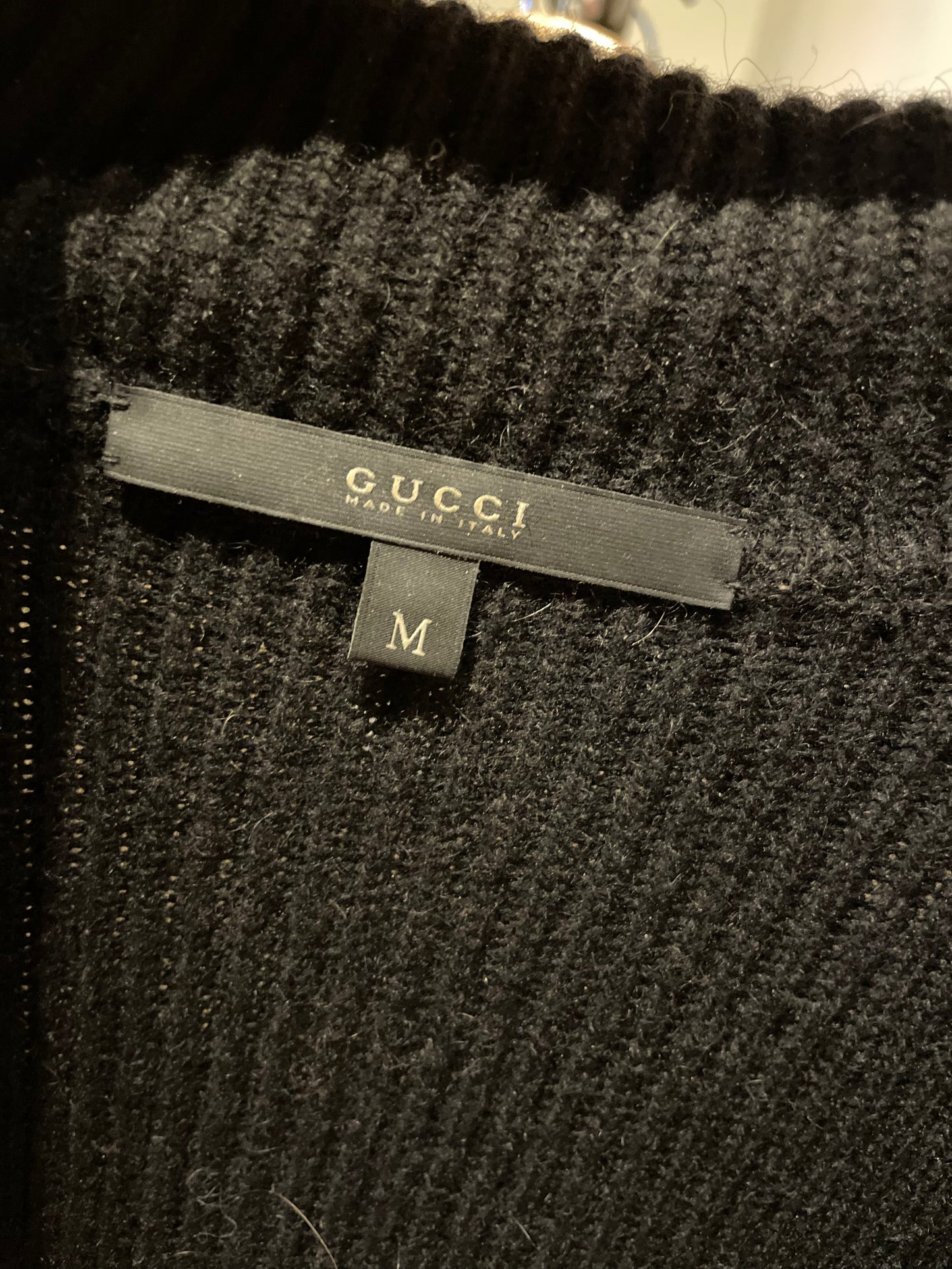 Gucci Vest - strikket kamel-uld & klippet mink - str. M