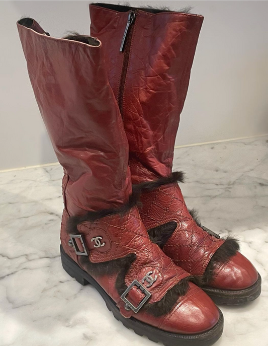 Chanel - Snestøvler / Bikerboots - 38,5