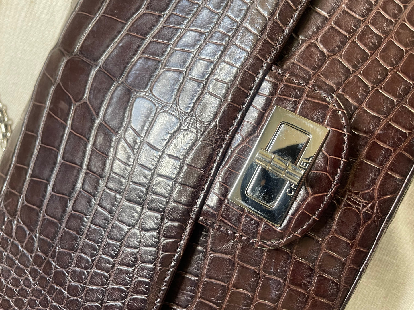 Chanel Alligator - Brun - Double Flap