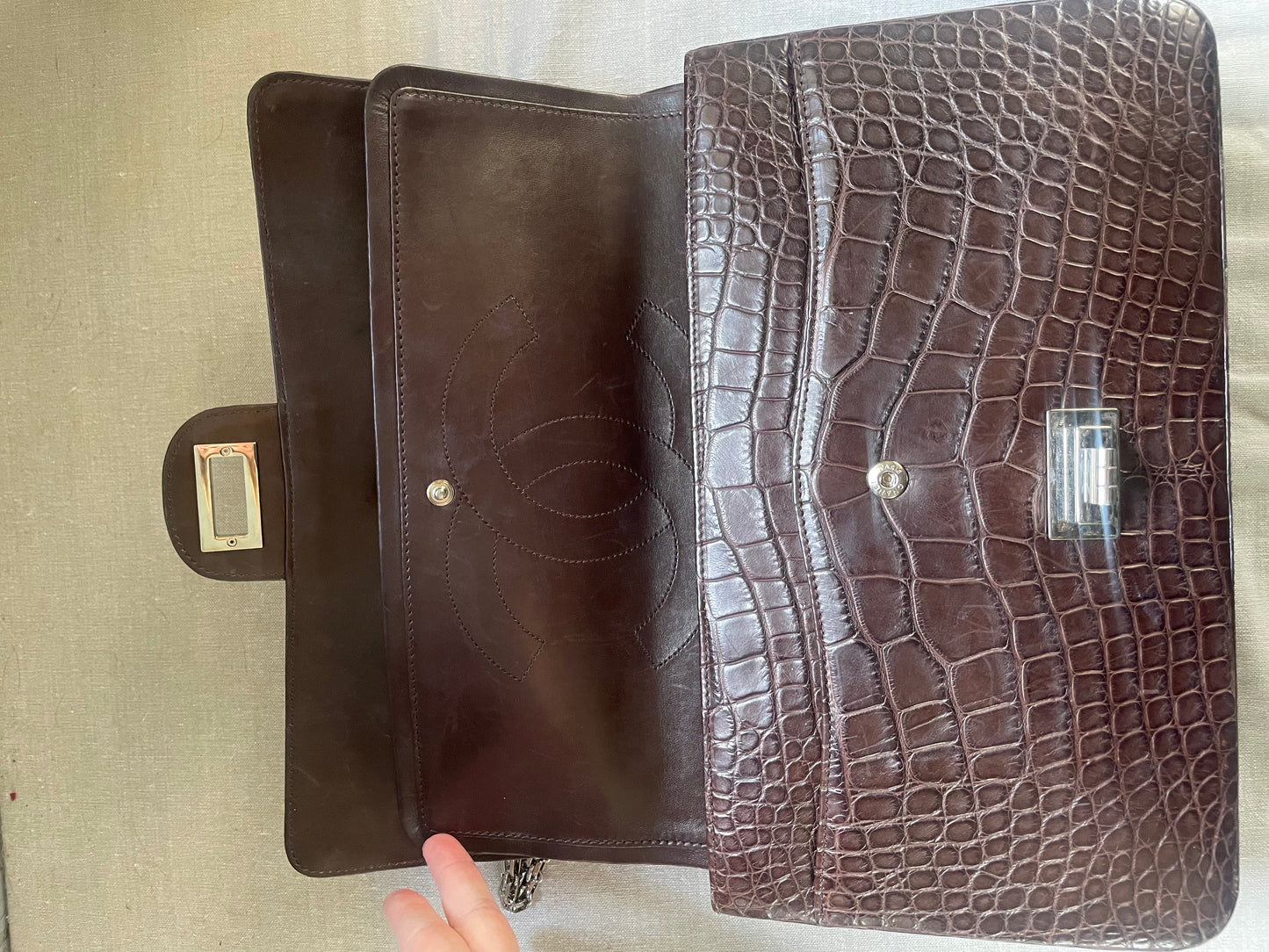 Chanel Alligator - Brun - Double Flap