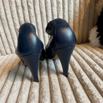 Chanel heels - Navy m. sort snude og hæl