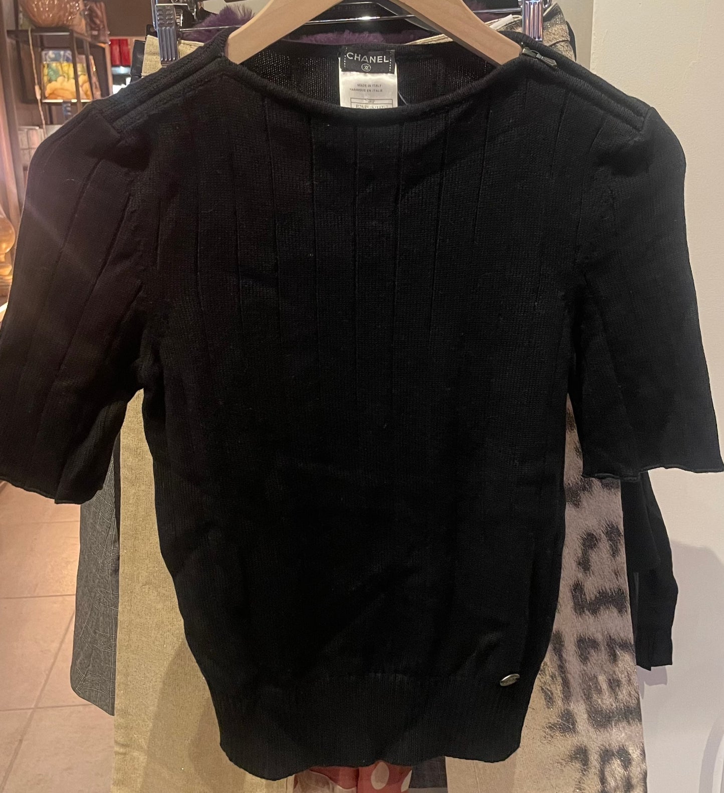 Chanel Herre - strikket top - sort - L