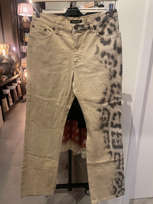 Roberto Cavalli Jeans med leo og glimmer - S