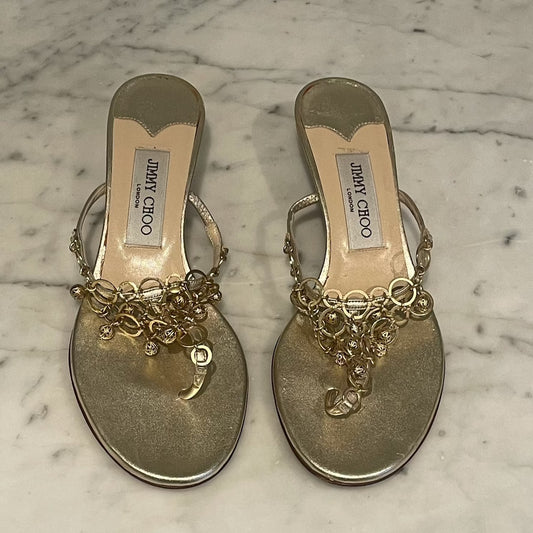 Jimmy Choo - Sandal med lille hæl - Guld