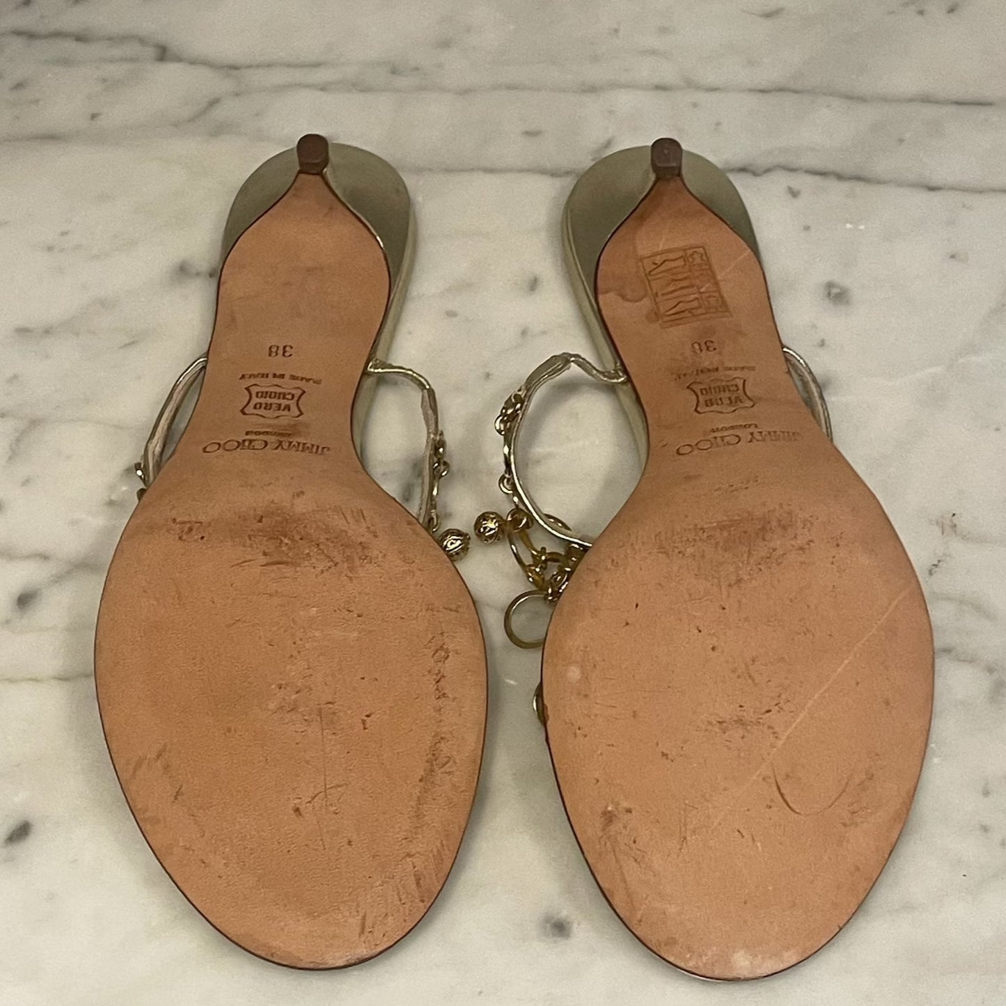 Jimmy Choo - Sandal med lille hæl - Guld