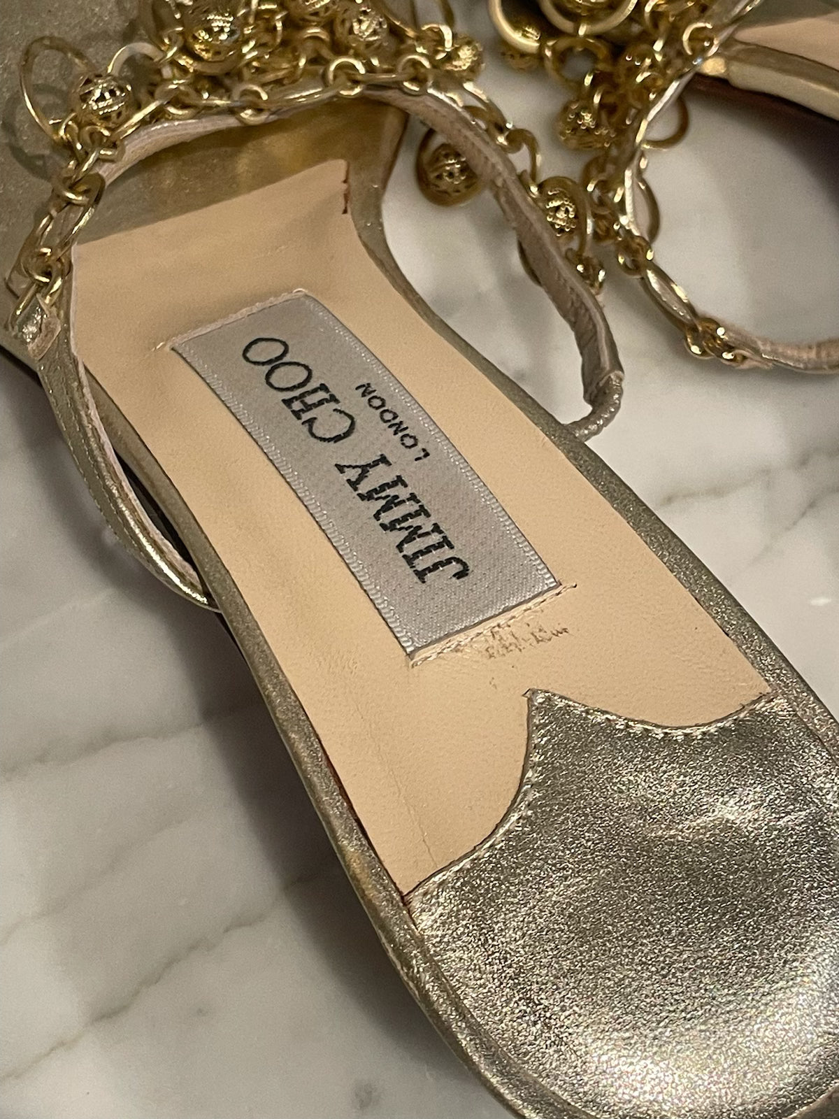 Jimmy Choo - Sandal med lille hæl - Guld