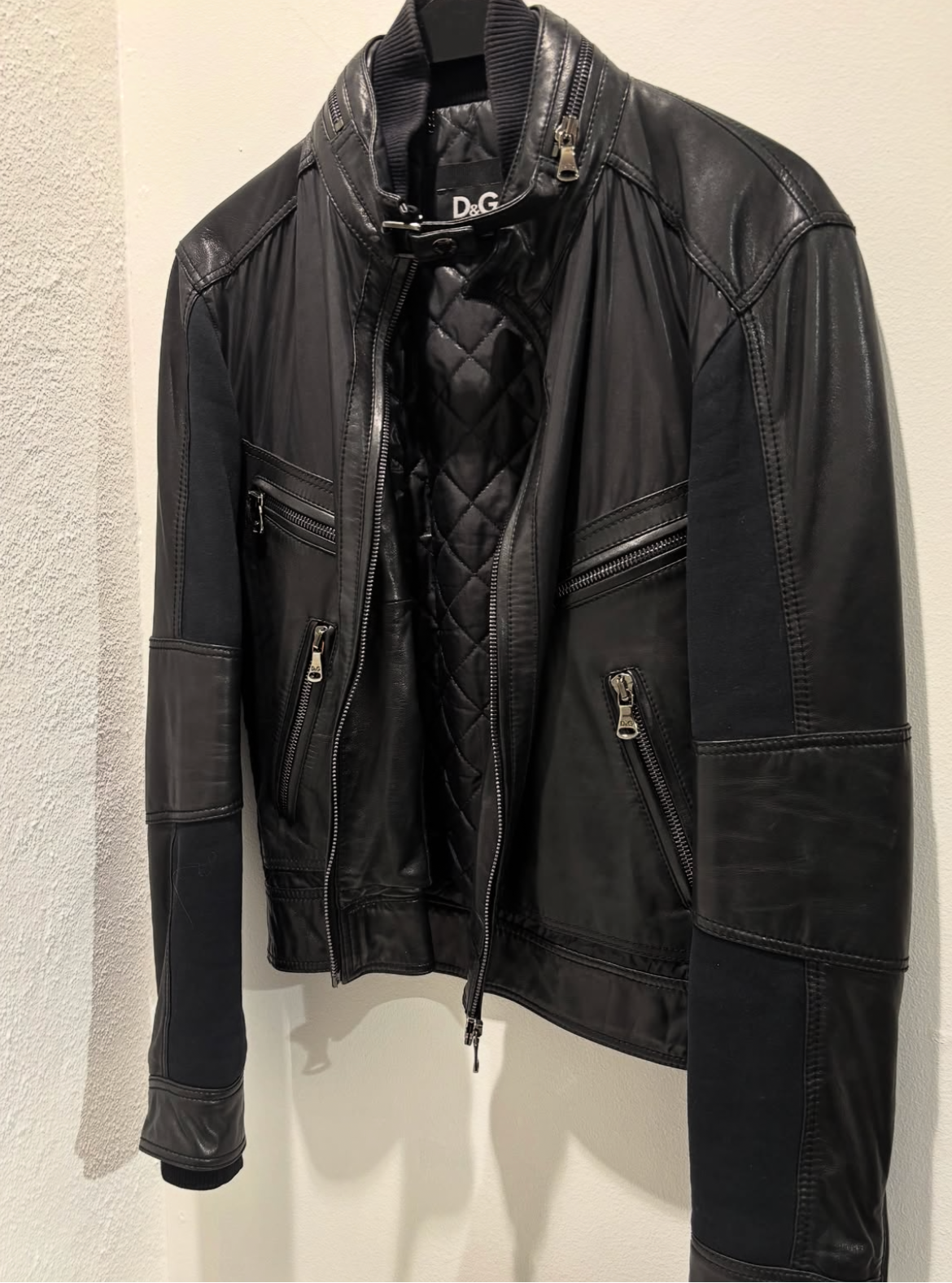 Dolce & Gabbana Leather jacket - Black & Silver Details - Size M