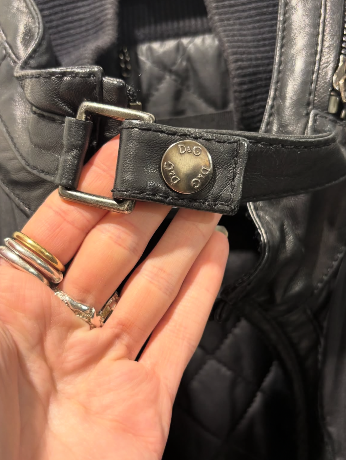 Dolce & Gabbana Leather jacket - Black & Silver Details - Size M