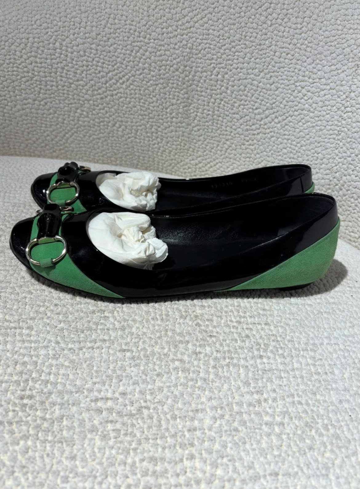 Gucci Ballerina - Green suede with Bamboo Bit - EU 39.5C