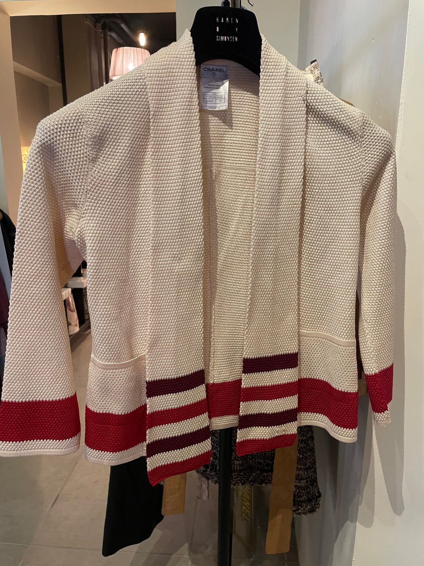 Chanel silkestrikket cardigan - m. tørklæde/revers