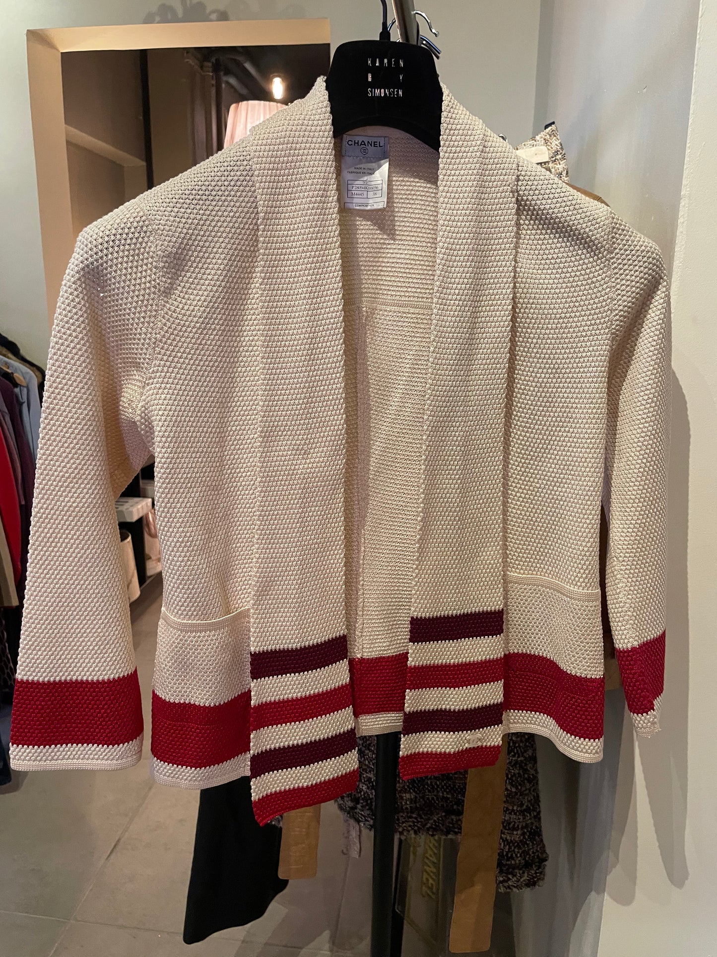 Chanel silkestrikket cardigan - m. tørklæde/revers