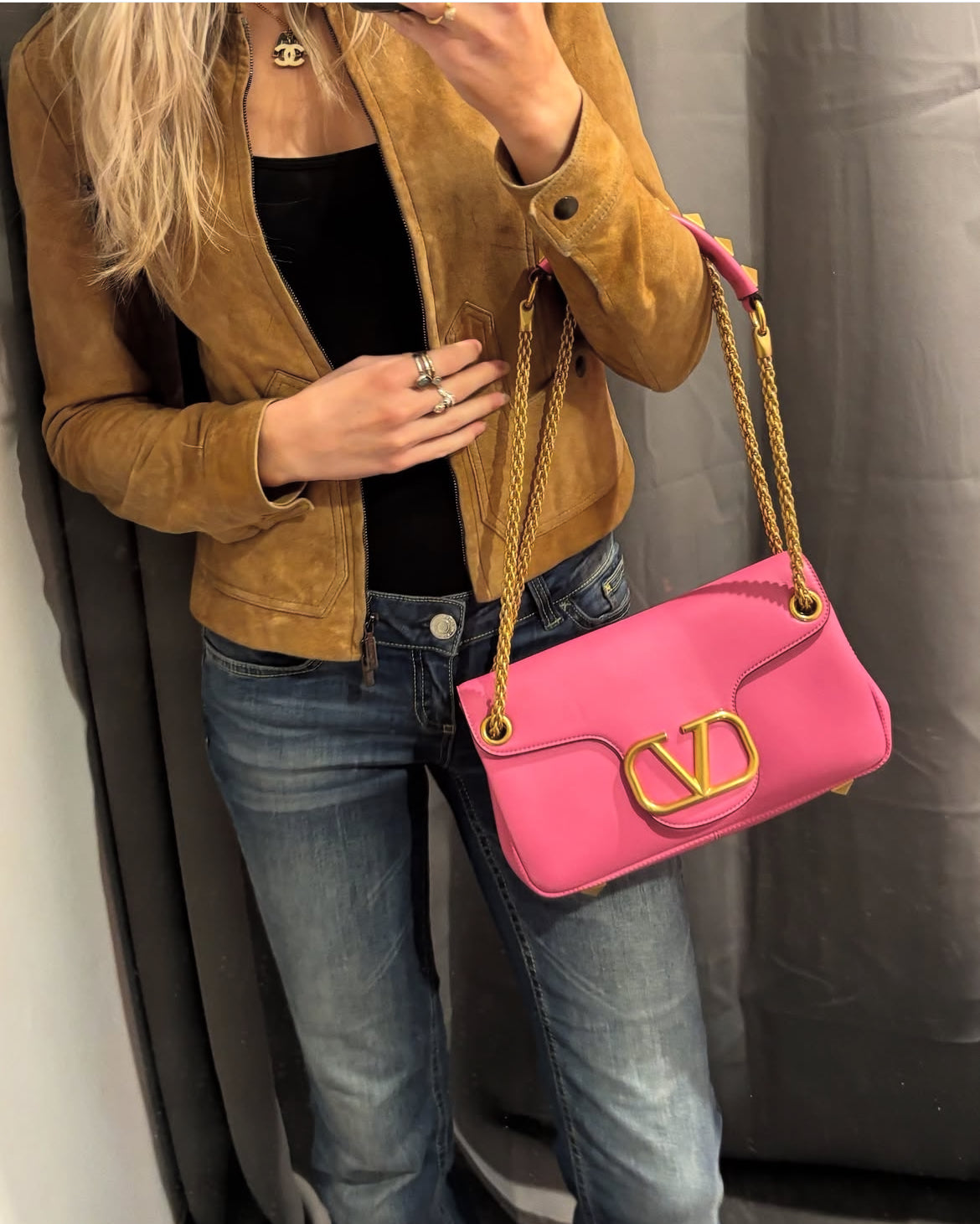 Valentino Bag - Pink Leather with Gold Hardware