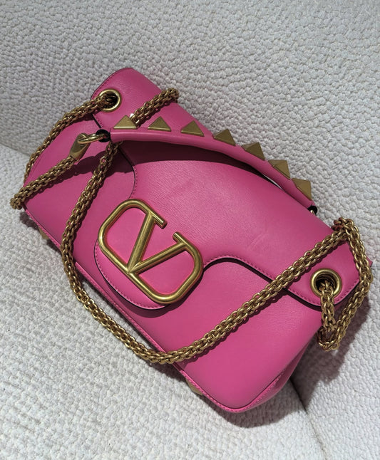 Valentino Bag - Pink Leather with Gold Hardware