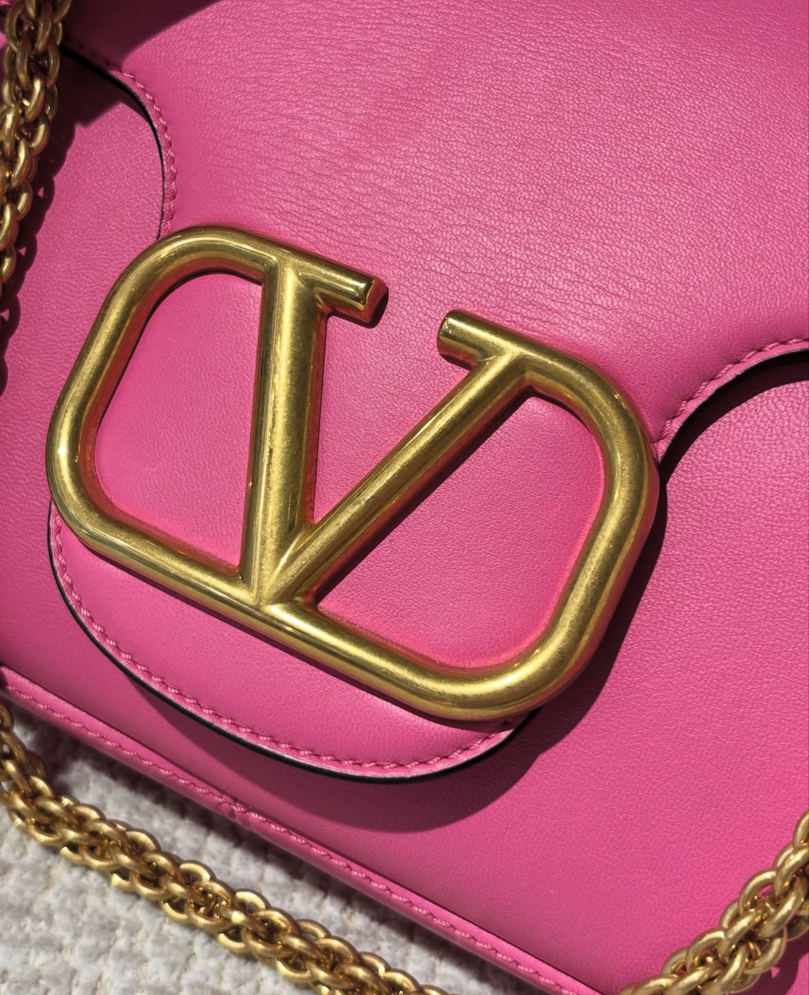 Valentino Bag - Pink Leather with Gold Hardware