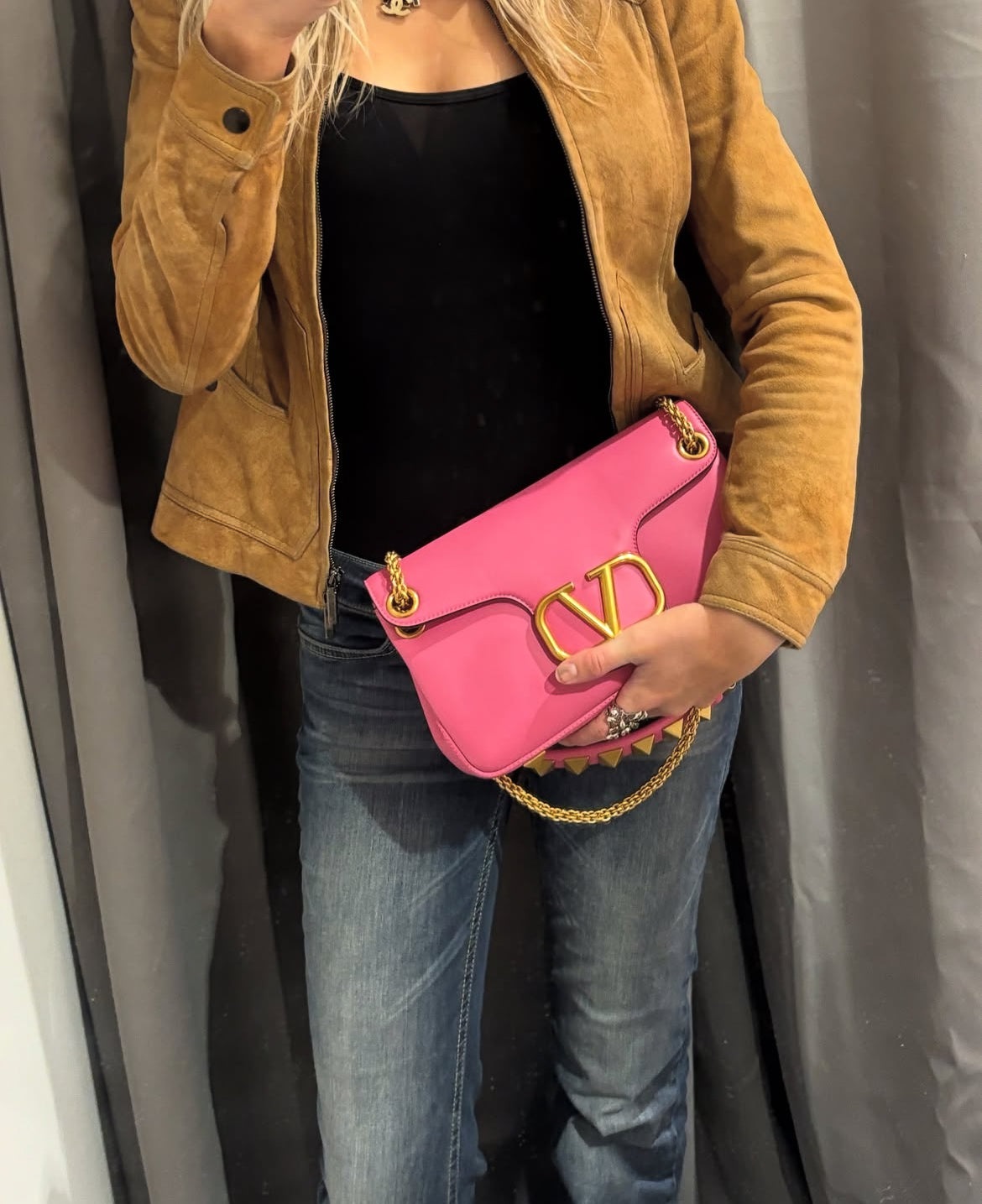Valentino Bag - Pink Leather with Gold Hardware