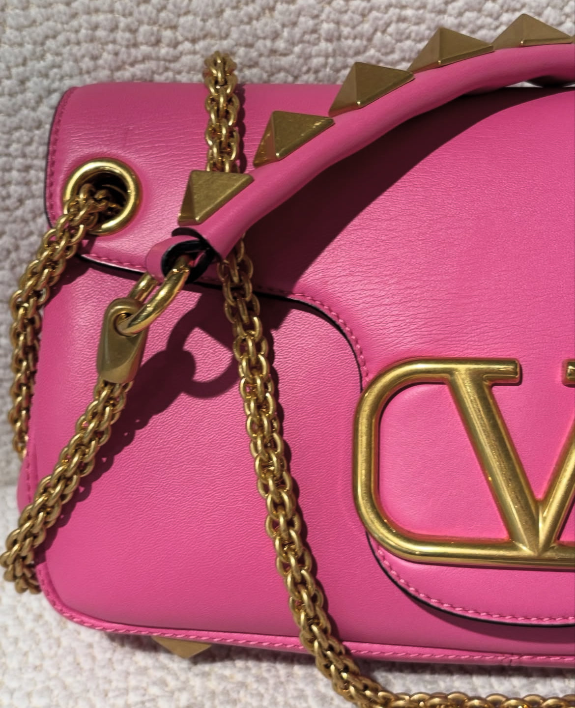 Valentino Bag - Pink Leather with Gold Hardware