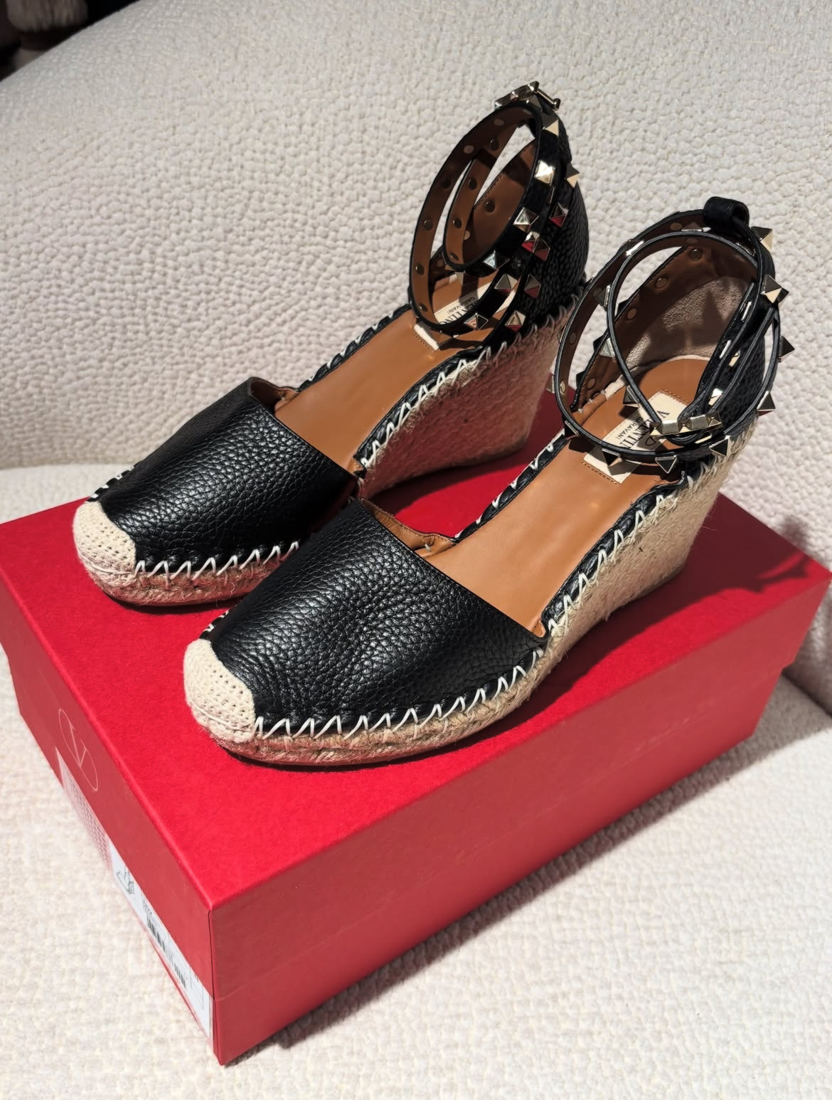Valentino Wedge Sandals - Leather & Raffia - EU 38