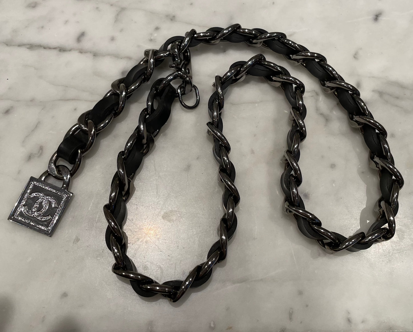 Chanel - CC logo - Chain bælte - sort & sølv