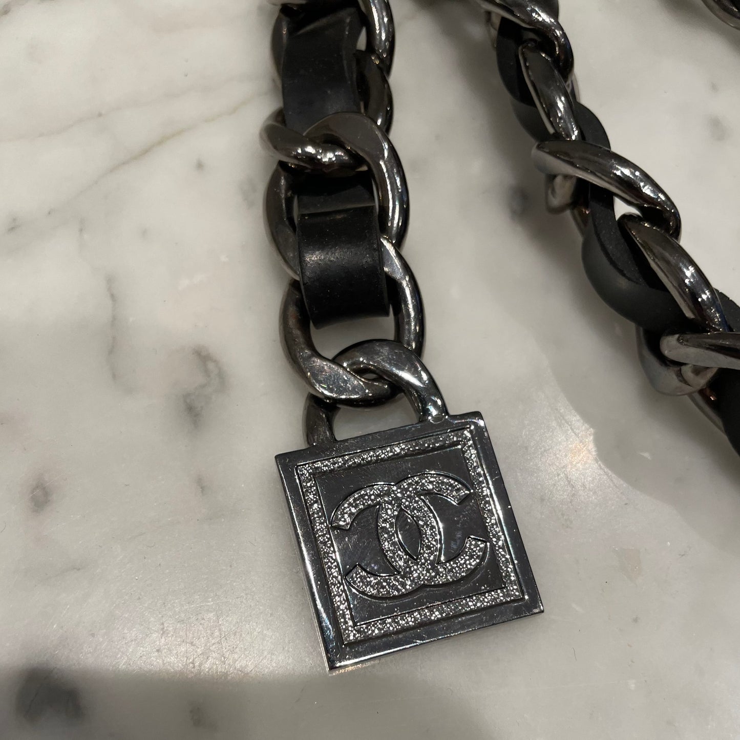 Chanel - CC logo - Chain bælte - sort & sølv