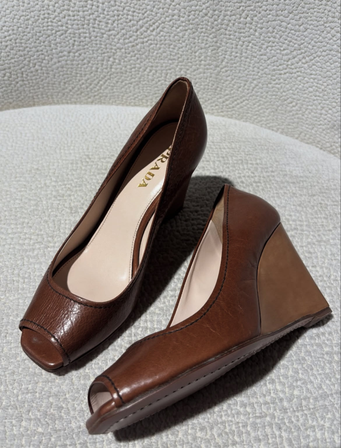 Prada Heels – Brown Leather - 36
