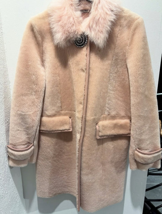 Miu Miu shearling coat - Lamb Fur - soft pink