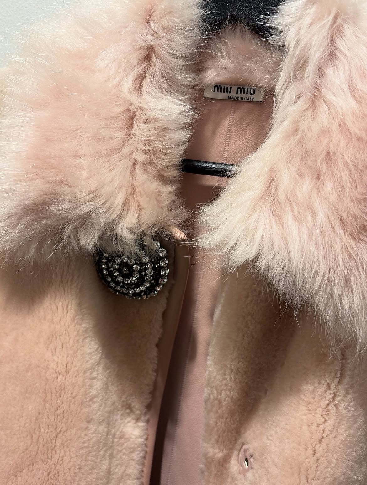 Miu Miu shearling coat - Lamb Fur - soft pink