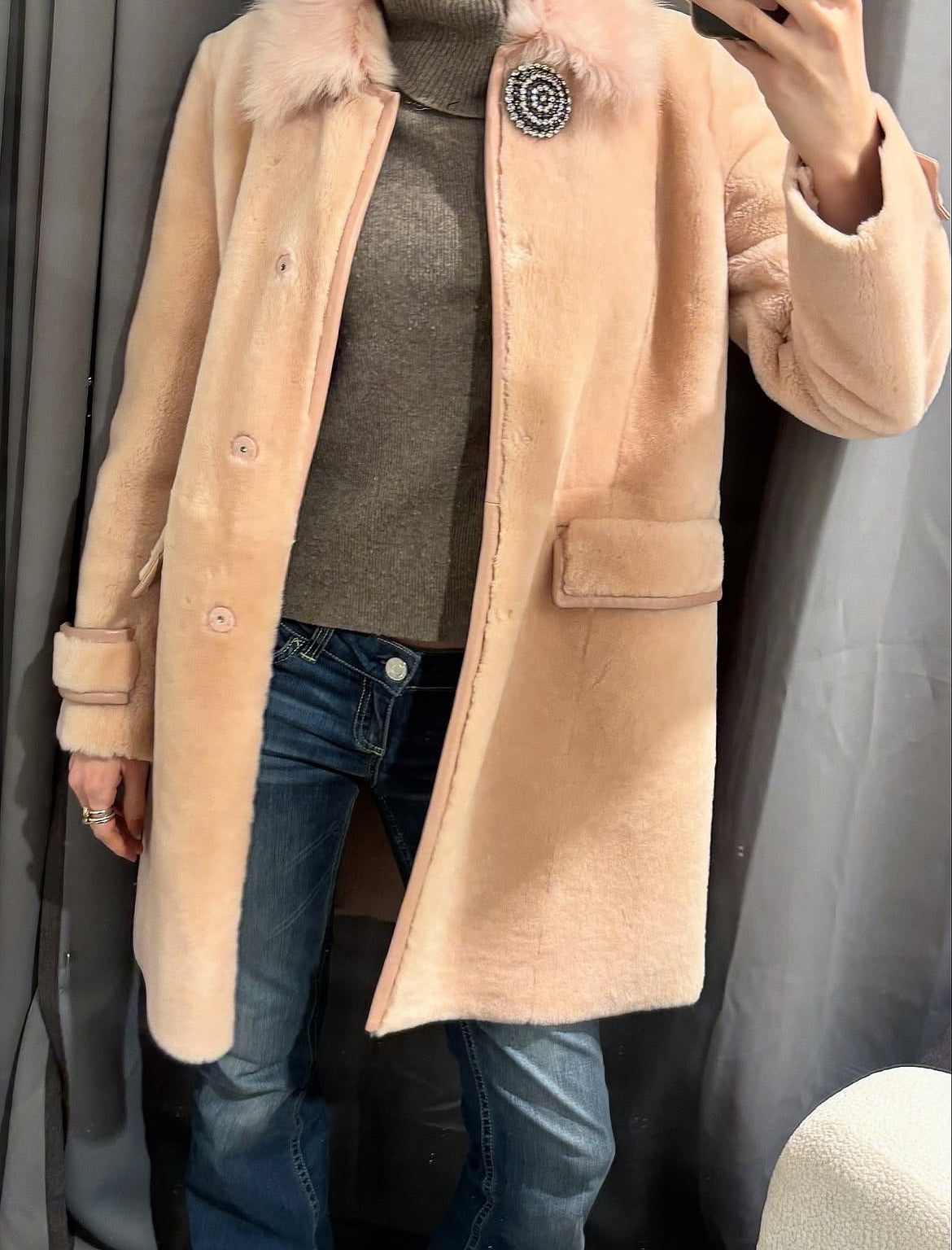 Miu Miu shearling coat - Lamb Fur - soft pink