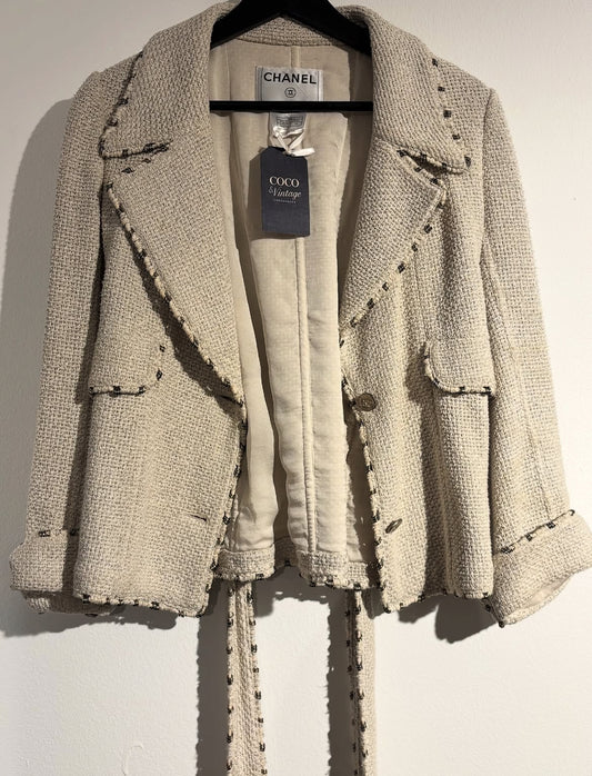 Chanel Jacket – Natural Linen & Metallic Thread - EU 36