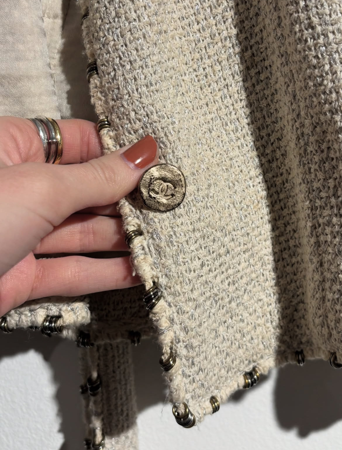 Chanel Jacket – Natural Linen & Metallic Thread - EU 36