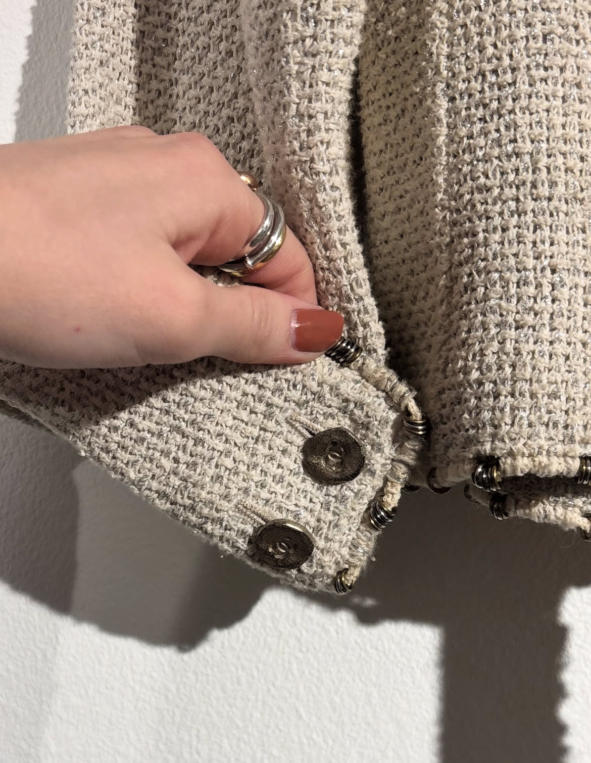 Chanel Jacket – Natural Linen & Metallic Thread - EU 36