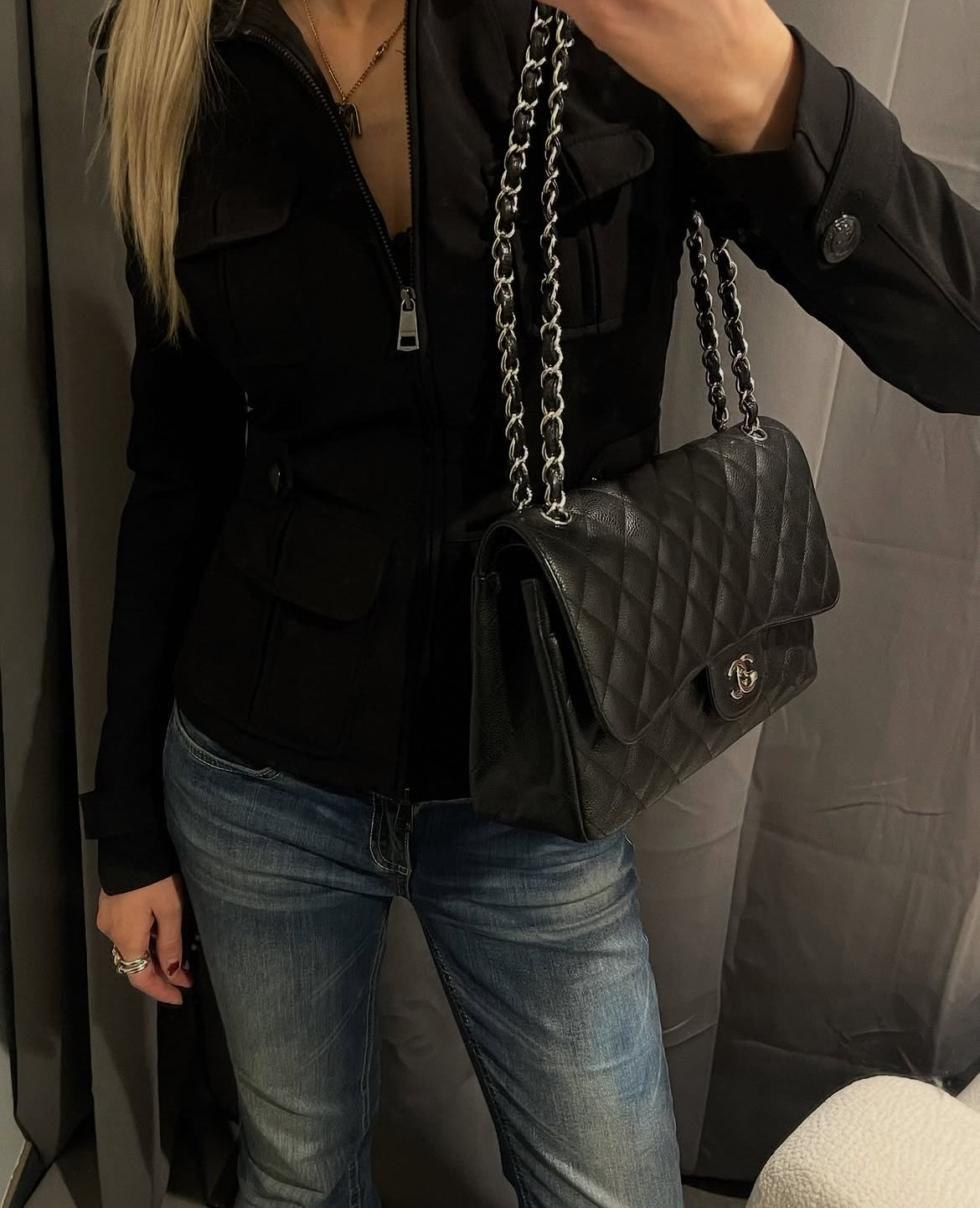 Chanel Classic Caviar Flap Bag Jumbo/large