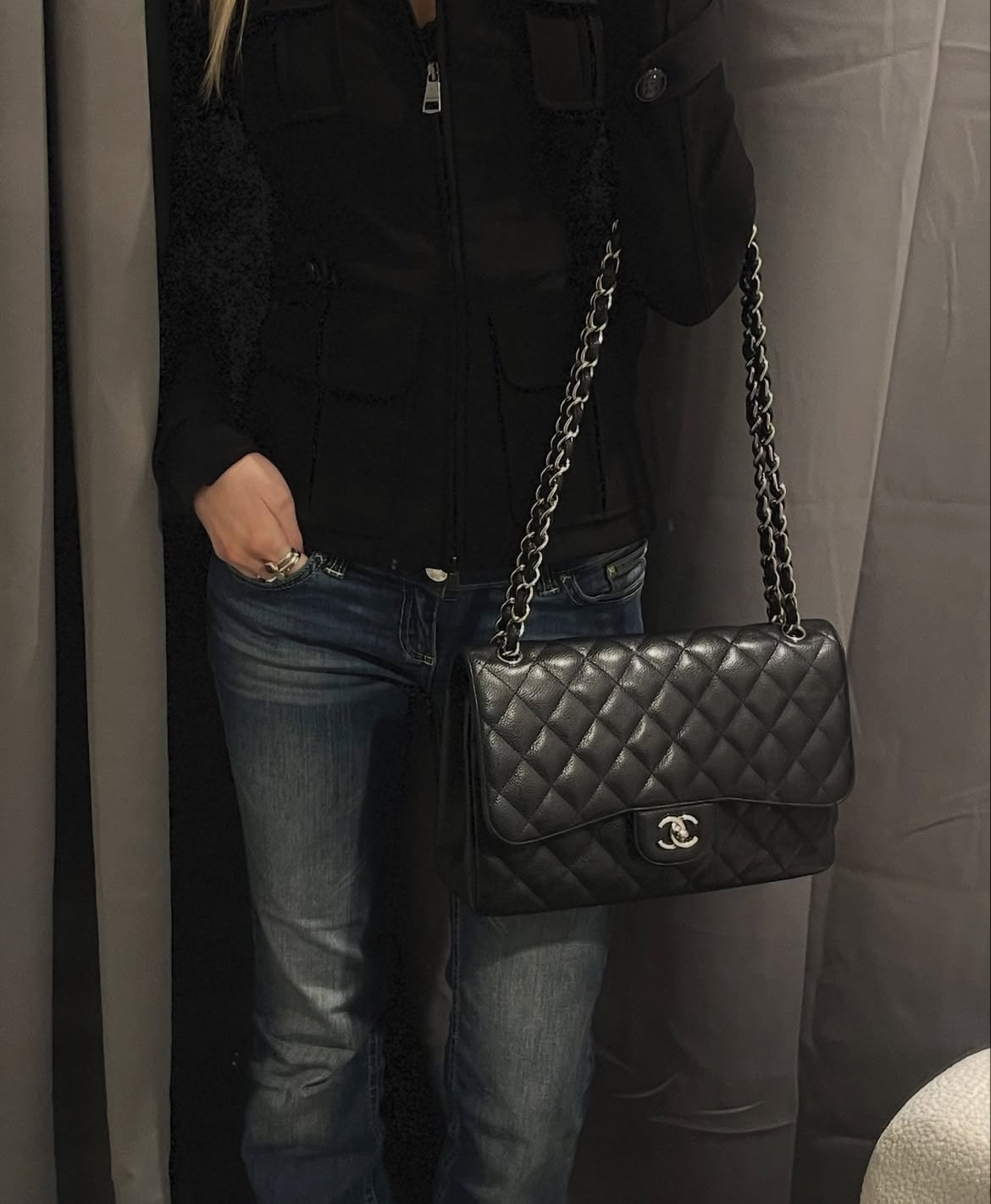 Chanel Classic Caviar Flap Bag Jumbo/large