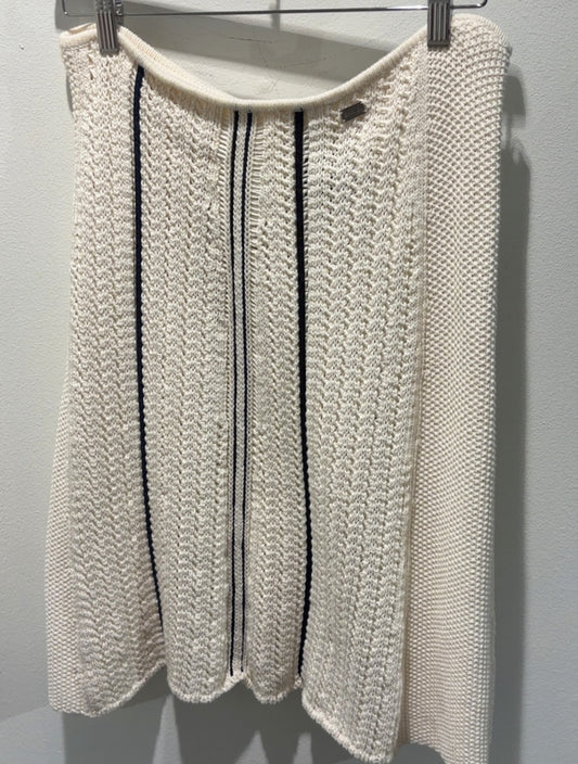 Chanel Skirt – Knitted Cotton in White & Navy - EU 38