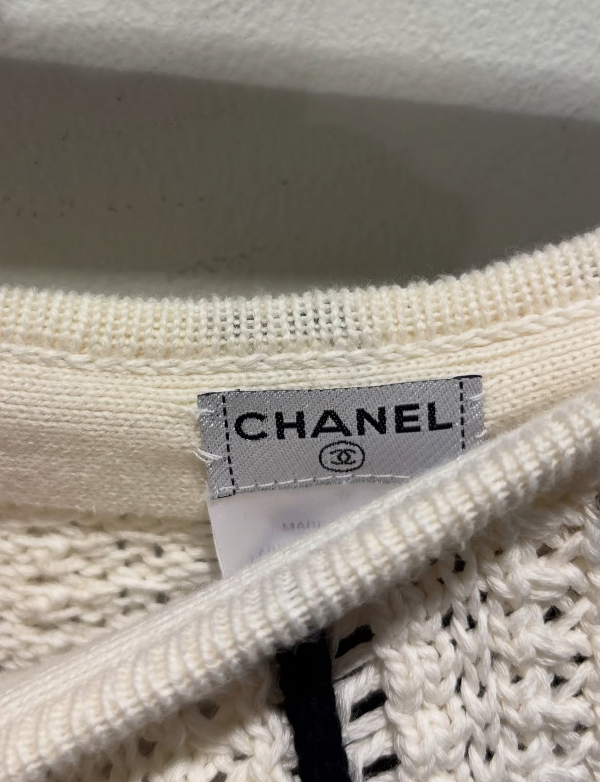 Chanel Skirt – Knitted Cotton in White & Navy - EU 38