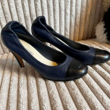 Chanel heels - Navy m. sort snude og hæl