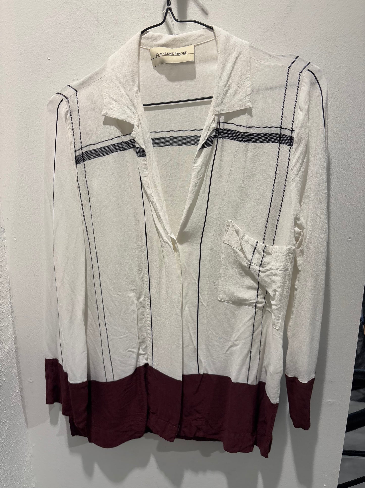 Malene Birger - shirt - ecru & burgundy - EU34 - Medina’s Wardrobe