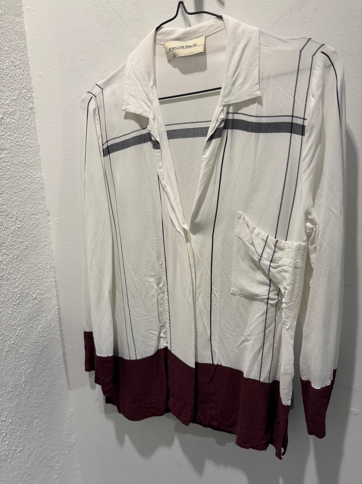 Malene Birger - shirt - ecru & burgundy - EU34 - Medina’s Wardrobe