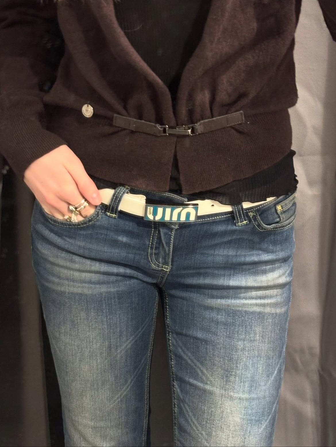 Miu Miu Belt - White Leather & Blue Buckle