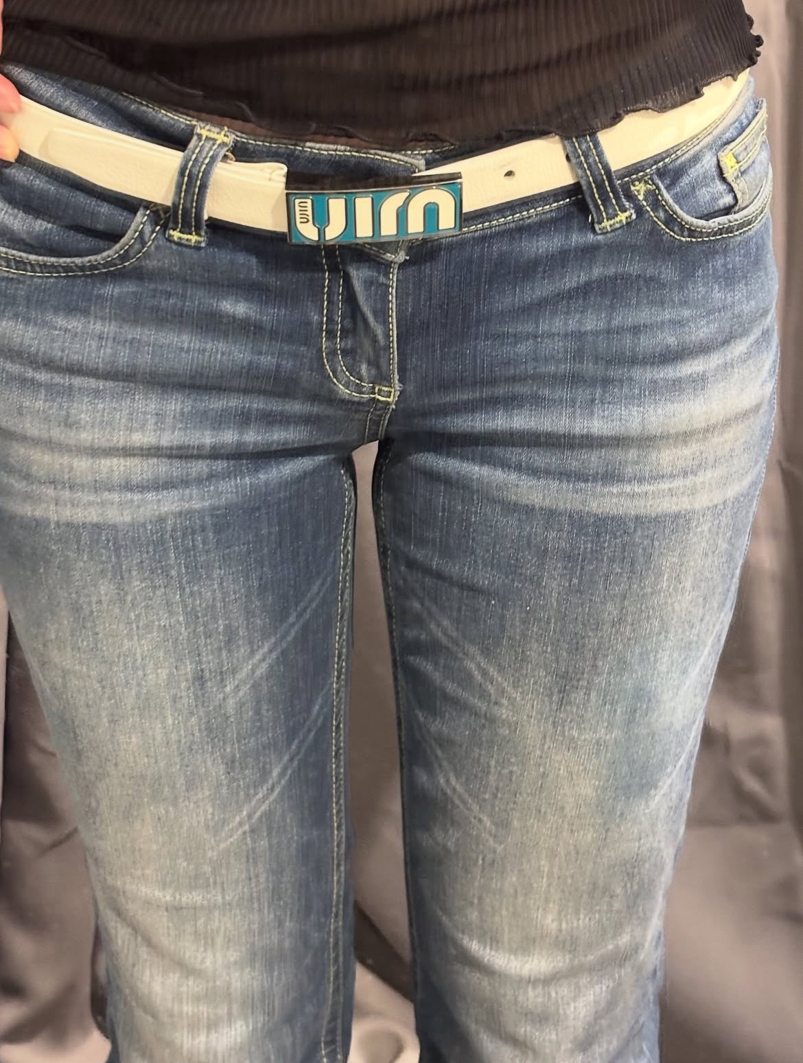 Miu Miu Belt - White Leather & Blue Buckle
