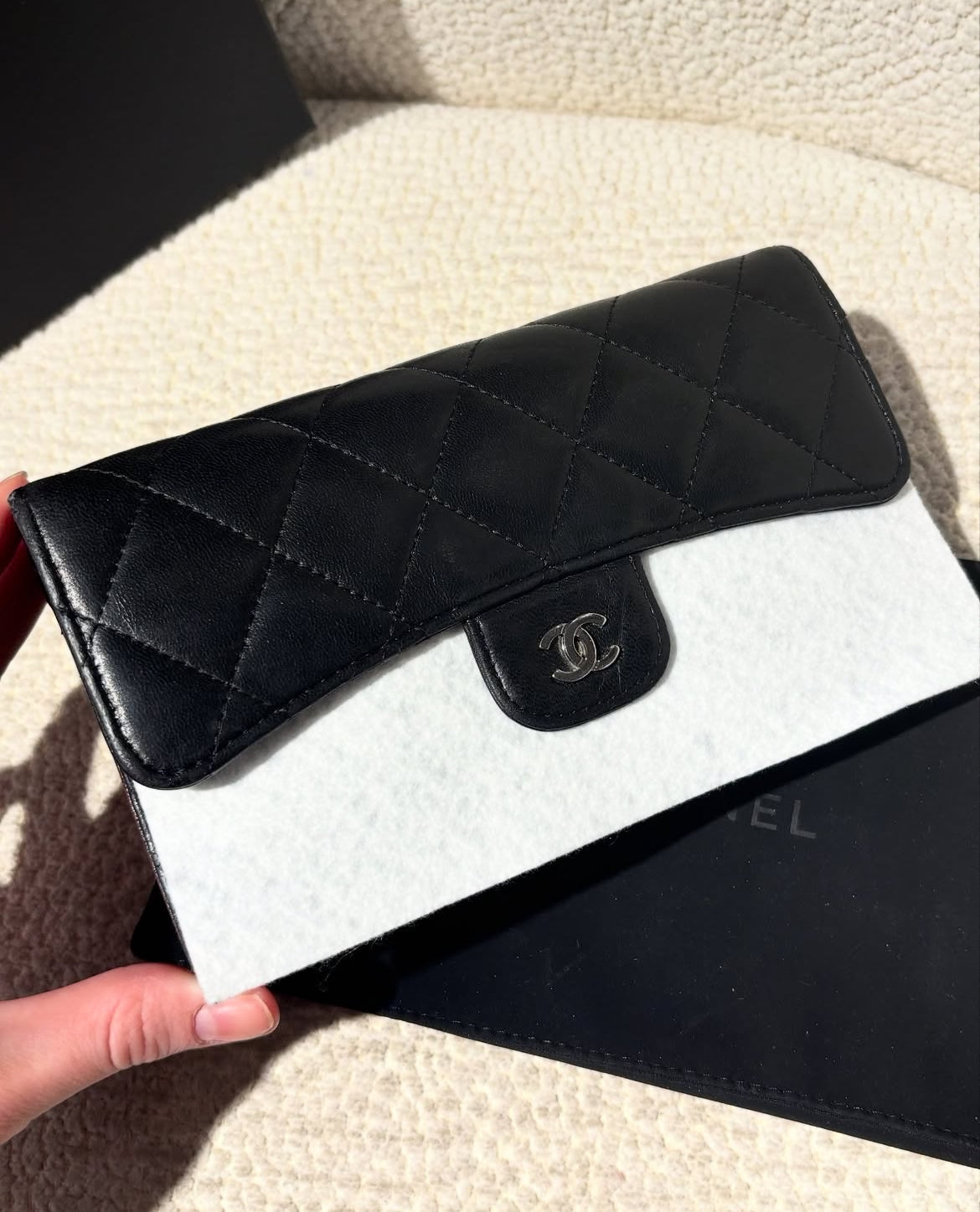 Chanel Flap Wallet - black w. silver hardware