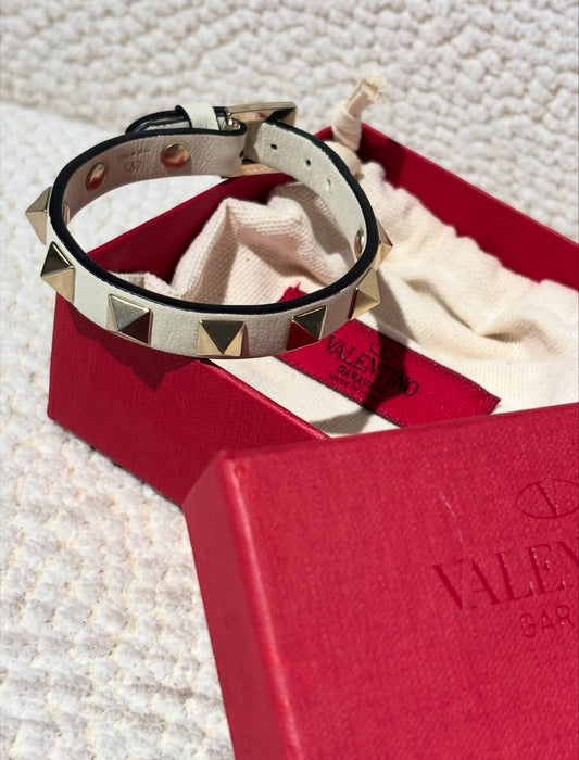 Valentino bracelet – Leather & Studs - cream/ecru