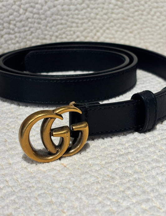 Gucci Gold GG Belt - slim - size 85cm