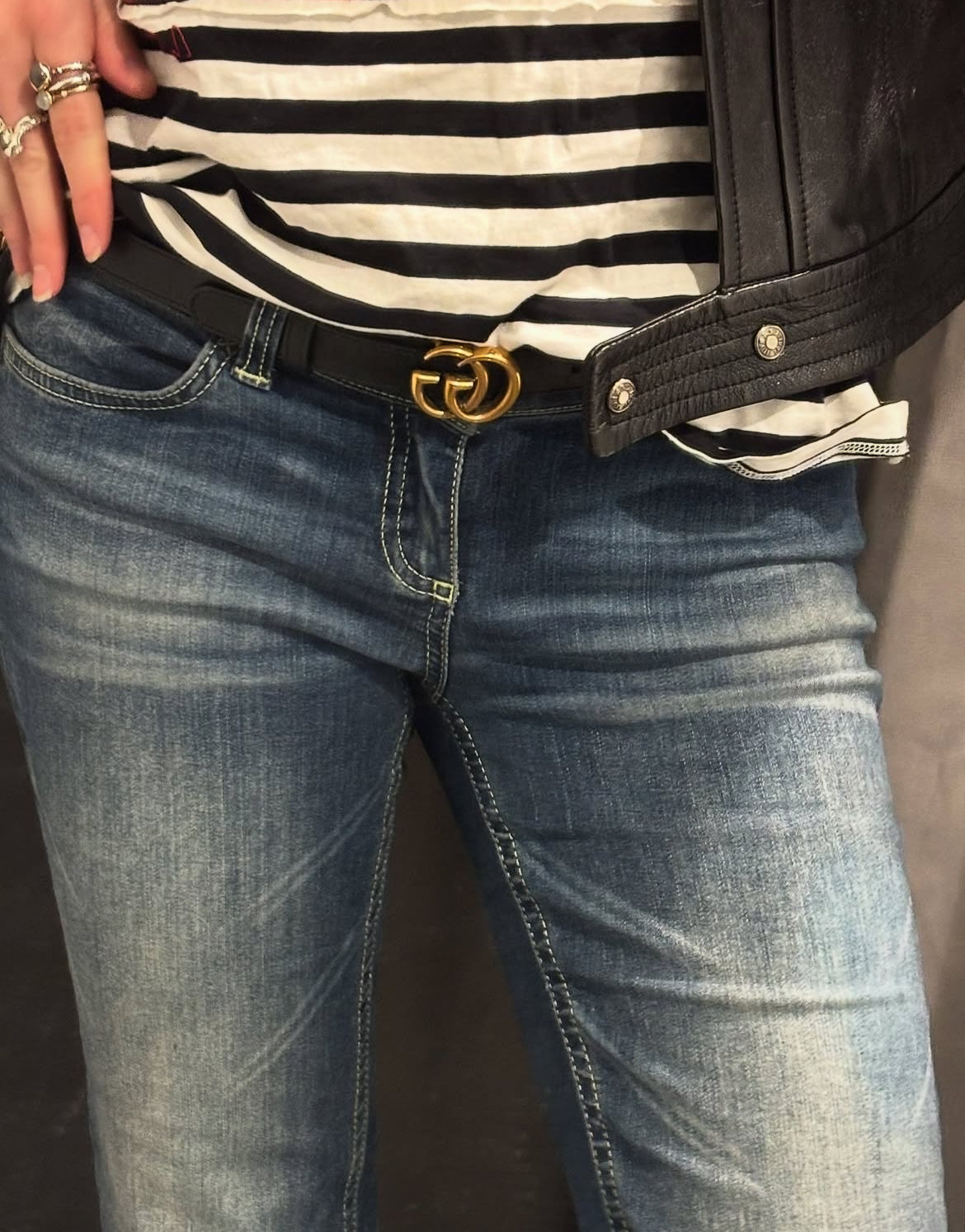 Gucci Gold GG Belt - slim - size 85cm