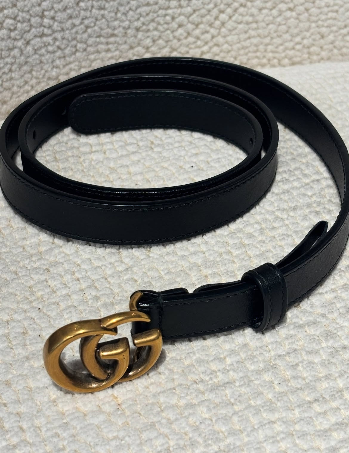Gucci Gold GG Belt - slim - size 85cm