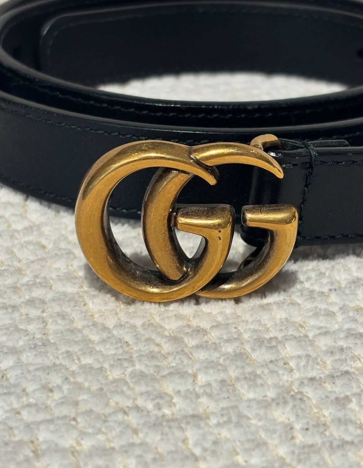 Gucci Gold GG Belt - slim - size 85cm