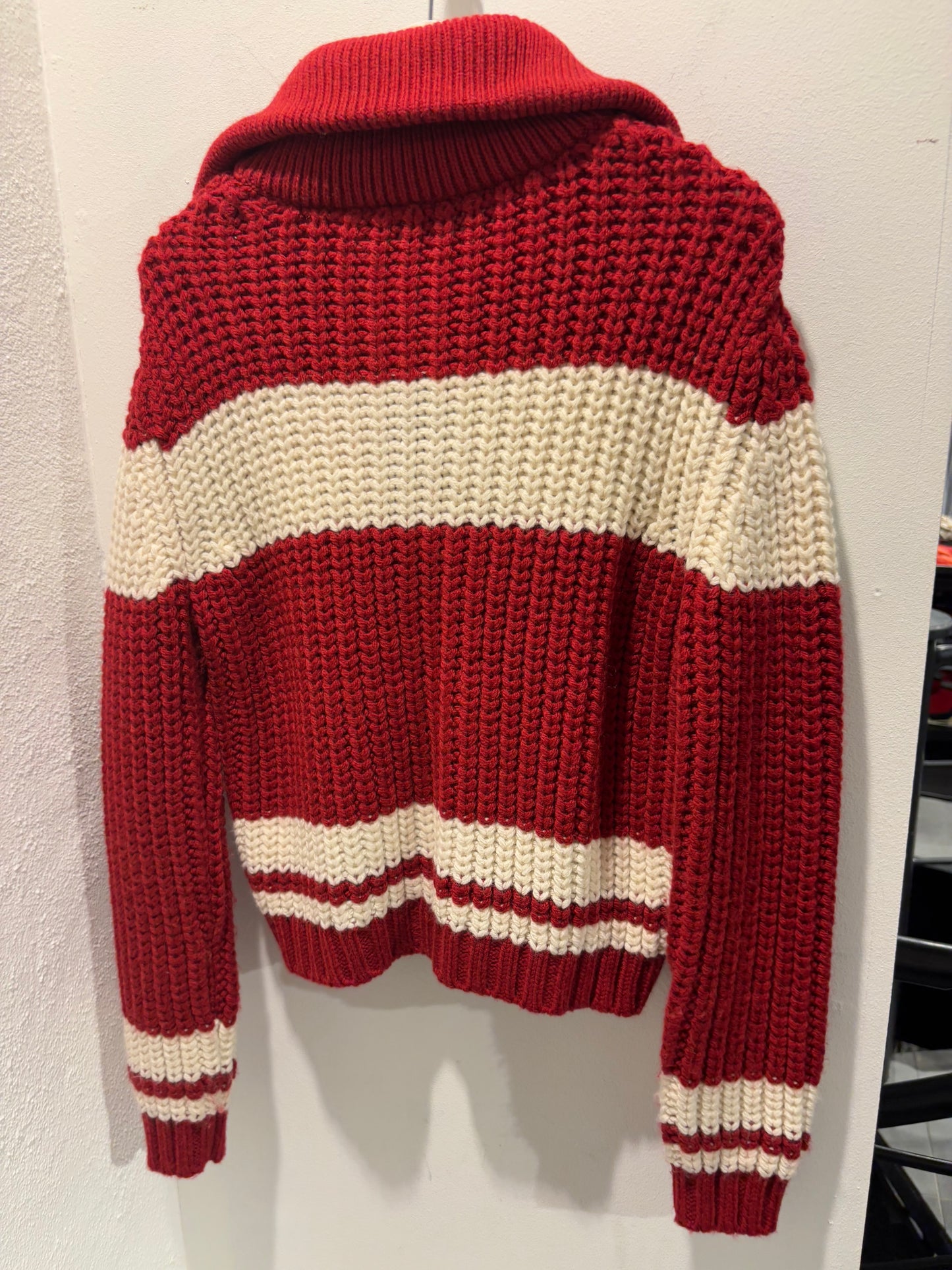 Zara - Knit -Cardigan - ecru & burgundy - Medina’s Wardrobe - S