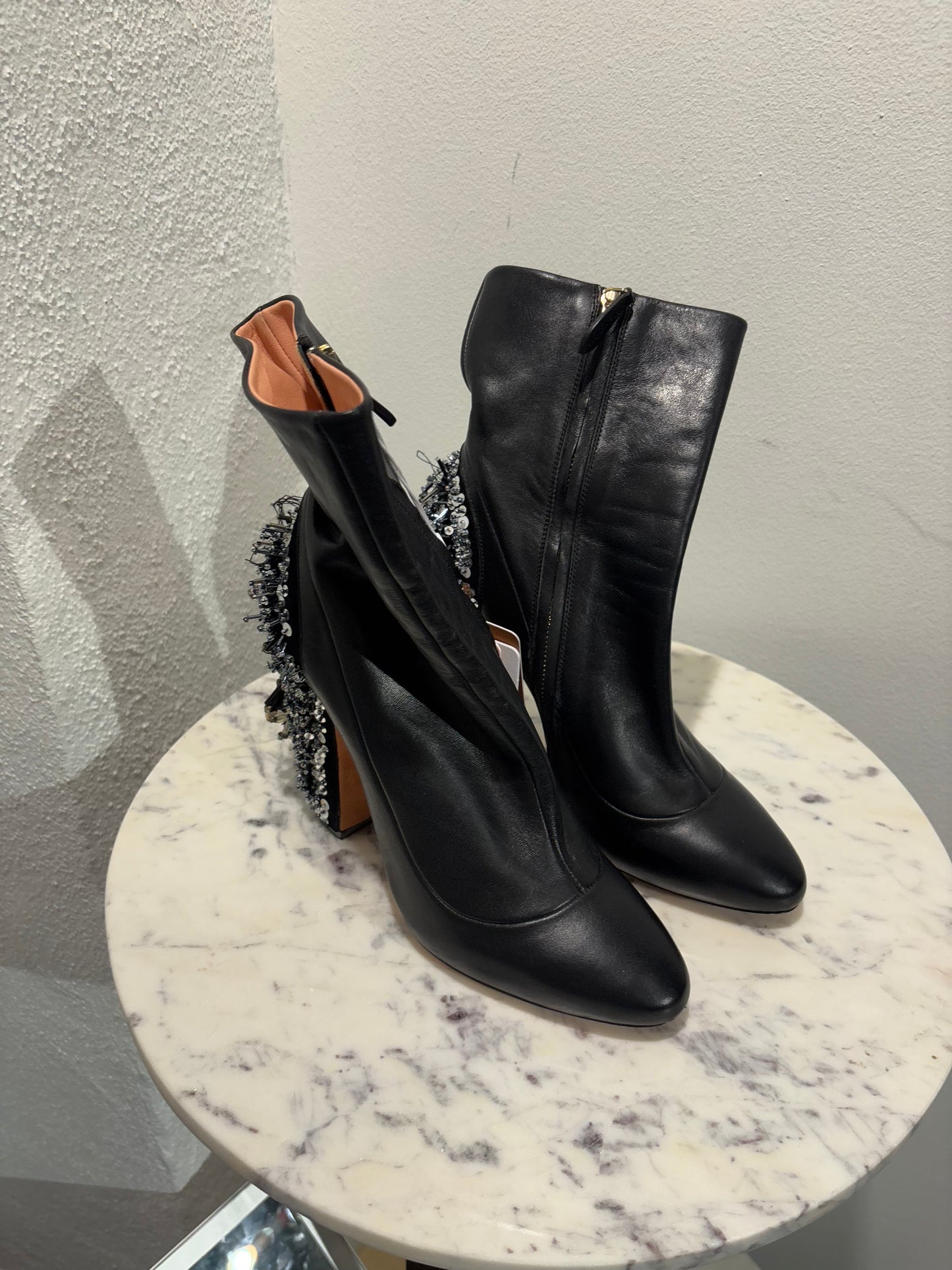 Rochas - black boots w. beads - 38 - Medinas Wardrobe
