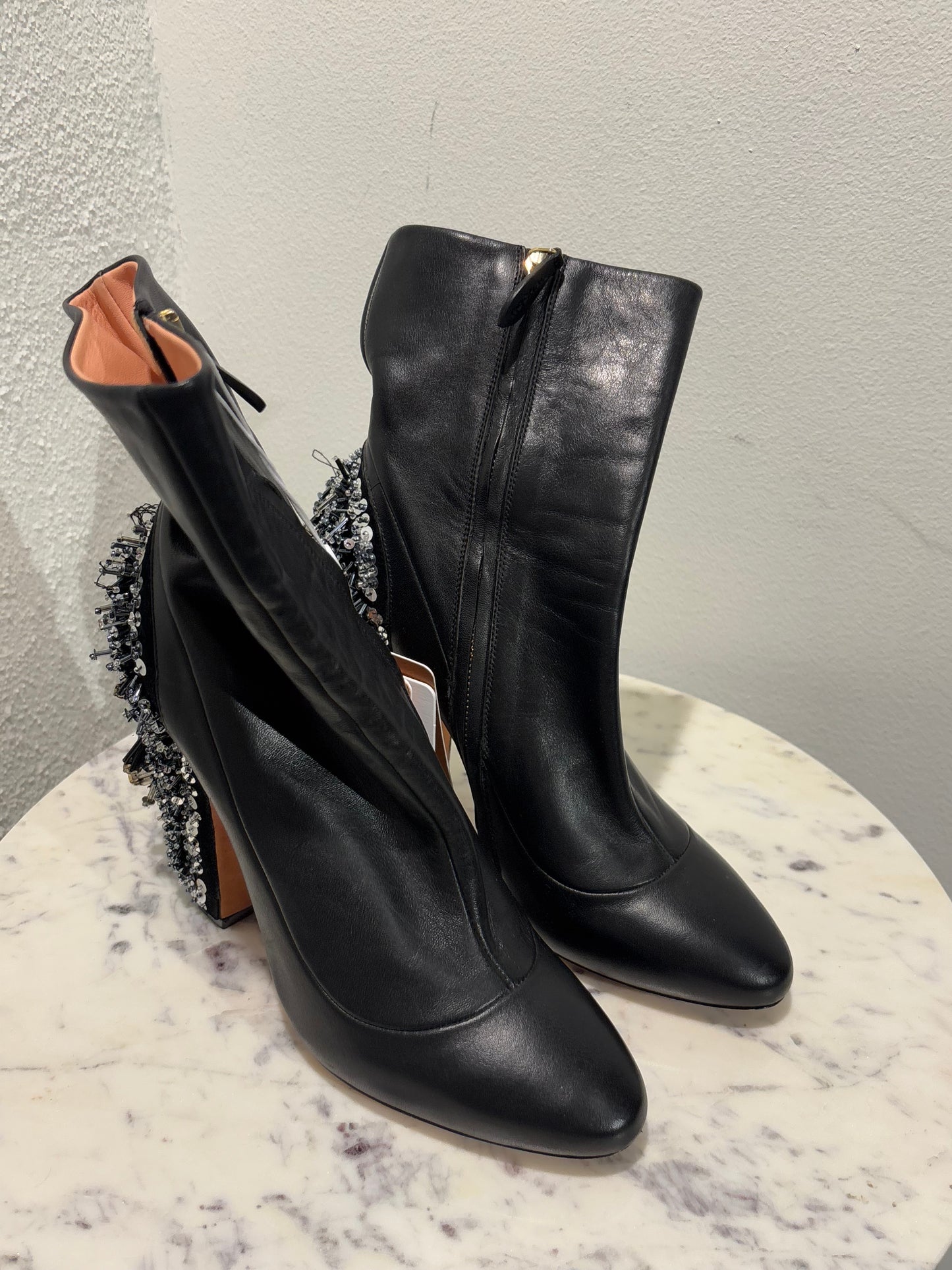 Rochas - black boots w. beads - 38 - Medinas Wardrobe