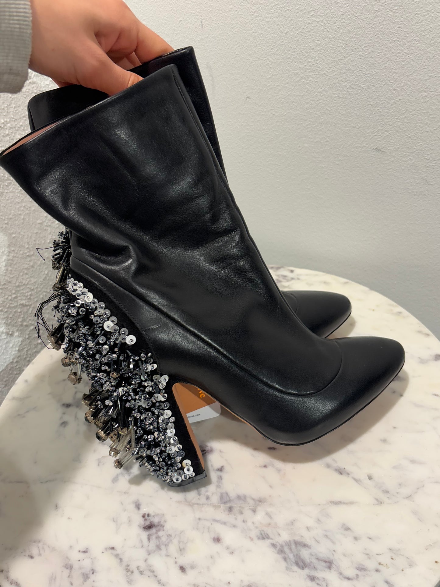 Rochas - black boots w. beads - 38 - Medinas Wardrobe